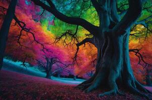 A tree with colorful leaves and branches photo