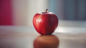A red apple sitting on a table photo