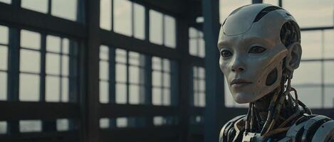 The robot in the movie is wearing a helmet photo