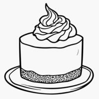 a drawing of a cake with a line of cream and a line drawing of a desert with a star on it. vector