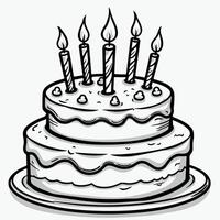a drawing of a birthday cake with candles on it vector