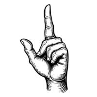 a drawing of a hand pointing to the right with the word index finger on it. vector