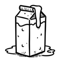 a black and white drawing of a milkshake box with a handle sticking out of it. vector