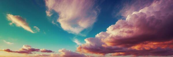 A beautiful sunset with clouds in the sky photo