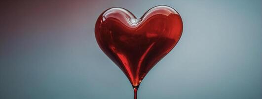 A red heart shaped liquid dripping from a glass photo