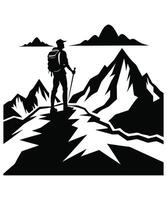 Adventure Awaits, Mountain Stencil. vector