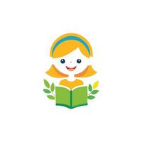A girl reading a book with leaves on it vector