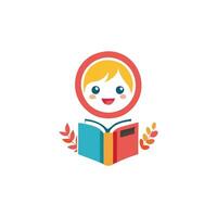 A girl reading a book with leaves around it vector