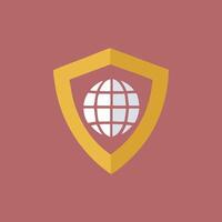 A globe in a shield with a yellow border vector