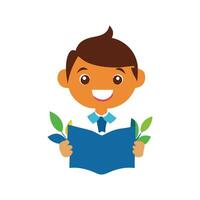 A boy holding a book with leaves on it vector