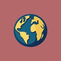 The earth globe icon on a red background vector