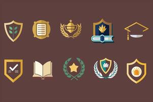 A set of different school badges and symbols vector