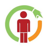 A person is holding a green arrow and a red arrow vector