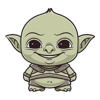 Smiling Baby Goblin standing woth armor vector