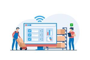 High Tech Logistics System for Accurate Inventory Tracking. Real Time Supply Chain Management. vector
