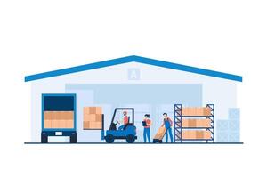 Warehouse Logistics Team Organizing Efficient Deliveries with Optimized Inventory Management and Distribution Systems. vector