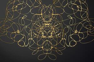 Abstract scribble lines elegant background gold on black vector
