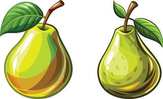Pear 3d sticker design vector