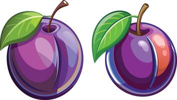 Plum 3d sticker design vector