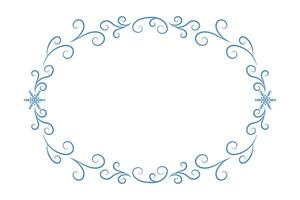 Oval Christmas FRAME WITH CURLS. Winter frame with empty space for text. Christmas and New Year. Isolated illustration. vector