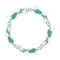 Round frame with branches and leaves. Winter frame with empty space for text. Christmas and New Year. Isolated illustration. vector