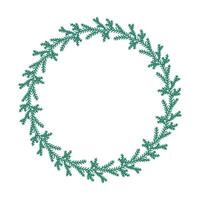Round frame of spruce branches. Winter frame with empty space for text. Christmas and New Year. Isolated illustration. vector
