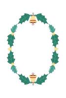 Oval Christmas Bell Frame. Winter frame with empty space for text. Christmas and New Year. Isolated illustration. vector