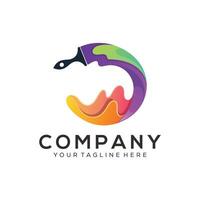 Abstract colorful paintbrush logo design vector