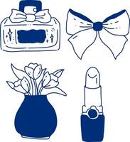 hand drawn cute element objects for lady vector