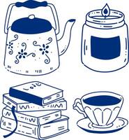 hand drawn cute coloring element objects vector