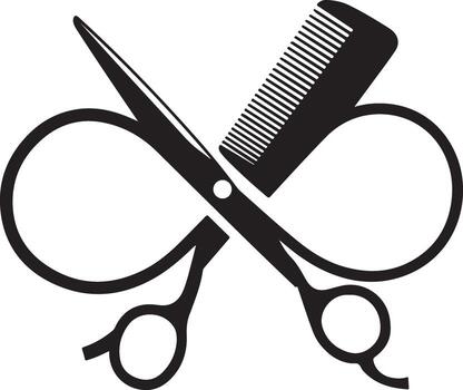 un par de tijeras y un peine símbolo vector