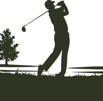 A minimalistic, hand-drawn doodle of a golfer swinging a club vector