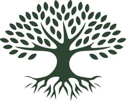 A illustration of tree with deep roots vector