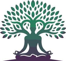 A silhouette of a person in a yoga tree pose vector