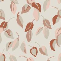 Retro geometrical leaves motif illustration seamless repeat pattern vector