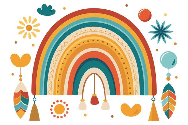 Vibrant Hand-Drawn Rainbow Pattern