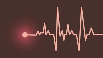 Heart wave technology background. Shows heart rate. Dark red background. vector