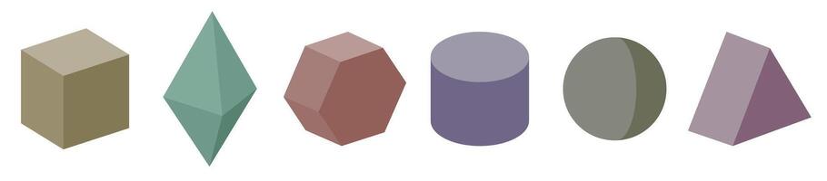 Cube icon set. Colored geometric 3d models isolated on white background. vector
