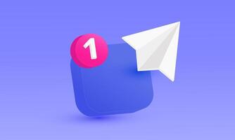 3d new message mobile notification icon realistic cartoon style design vector