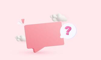 3d message speech bubble question mark icon realistic cartoon style design vector