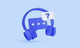 3d icon call center headphones speech bubble new idea realistic design vector