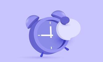 3d icon cartoon alarm clock speech bubble new idea realistic concept design vector