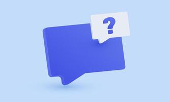 3d message speech bubble question mark new concept icon realistic design vector