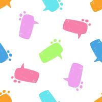 Speech bubble, speech balloon, chat bubble hand drawn seamless pattern. Brush elements, brush with crayon effect, chalk texture. vector