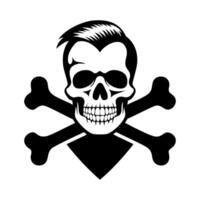 A skull with a bandana and crossbones vector