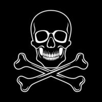 A skull and crossbones on a black background vector