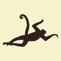 A silhouette of a monkey falling down vector