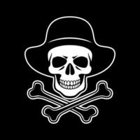 A skull and crossbones in a hat on a black background vector