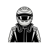 A black and white image of a man in a helmet vector