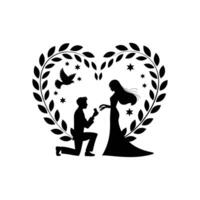 A silhouette of a man and woman in a heart shape vector